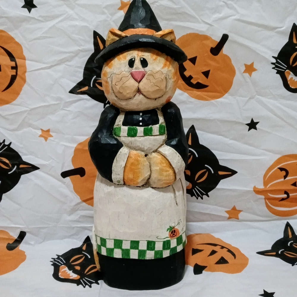 ***SOLD***Primitive Halloween Cat Folk Art